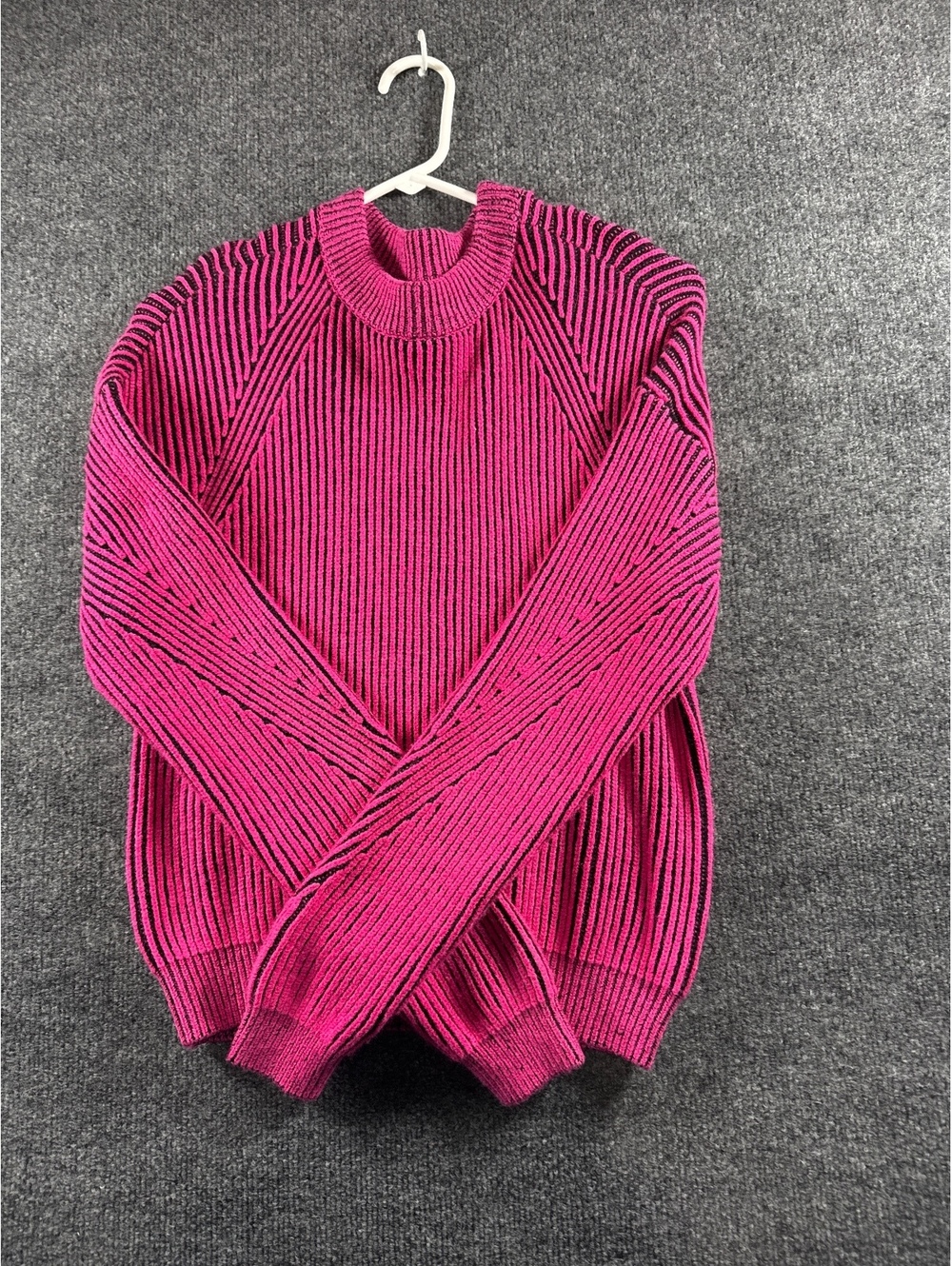 No Boundaries Womens Medium 7-9 Pink Black Ribbed Knit Pullover Sweater